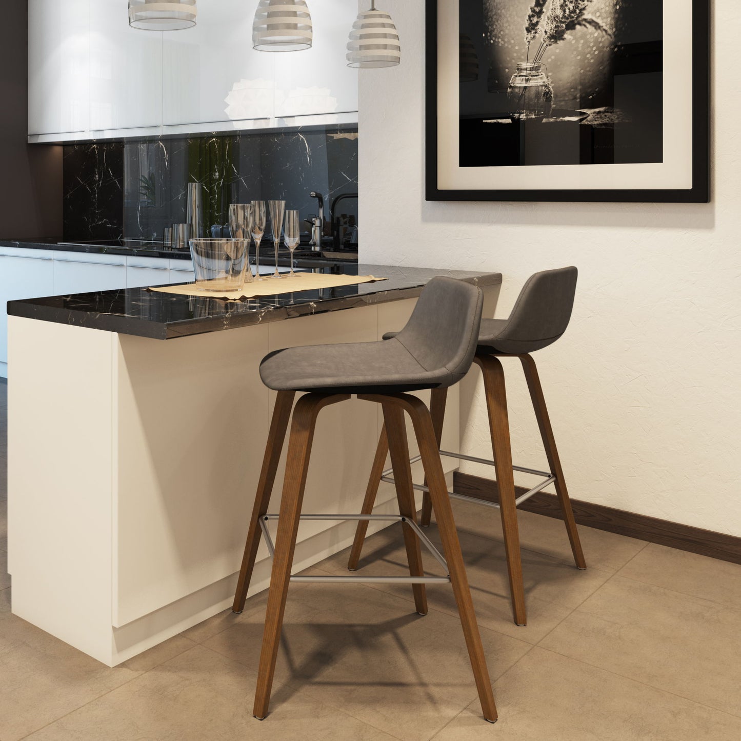Randolph - Bentwood Counter / Bar Height Stool (Set of 2) - Gray