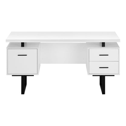 Computer Desk For Home Office, Laptop, Left, Right Set - Up & Storage Drawers - White