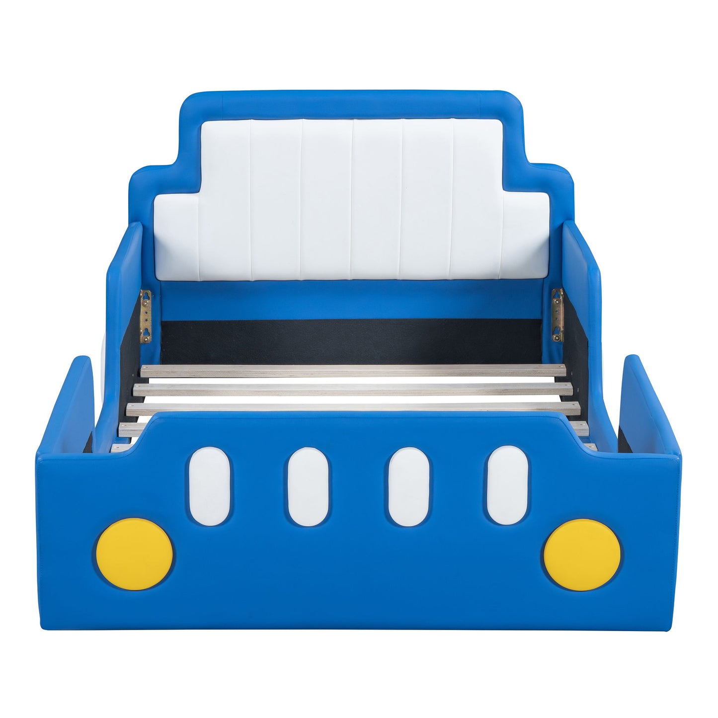 Twin Size Race Car Shaped Platform Bed & Wheels - Blue