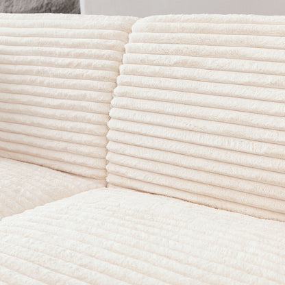 Modern Sofa Comfortable Cloud Sofa Soft Plush Corduroy Interior With Square Armrests - Beige
