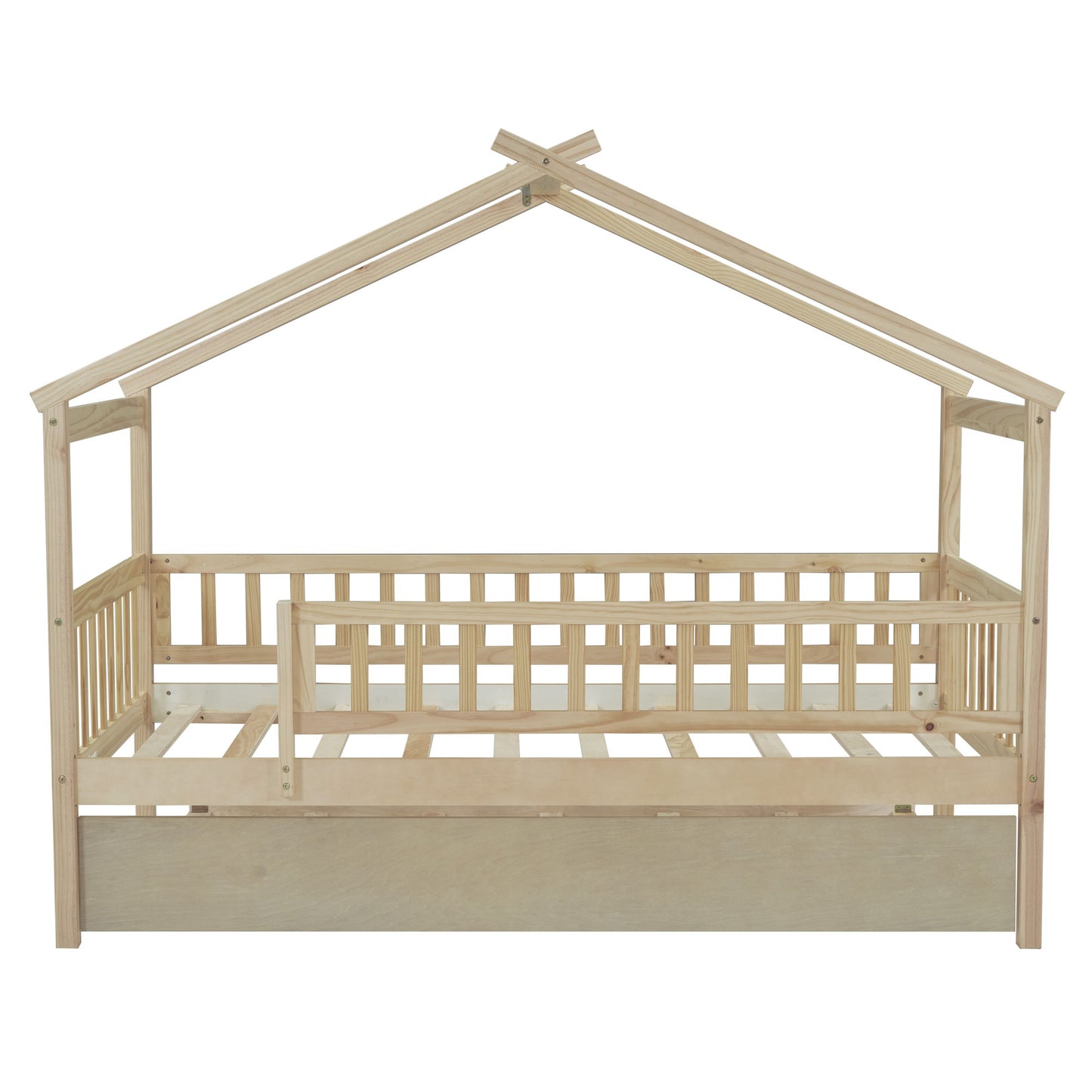Twin Size House Bed & Twin Size Trundle - Natural