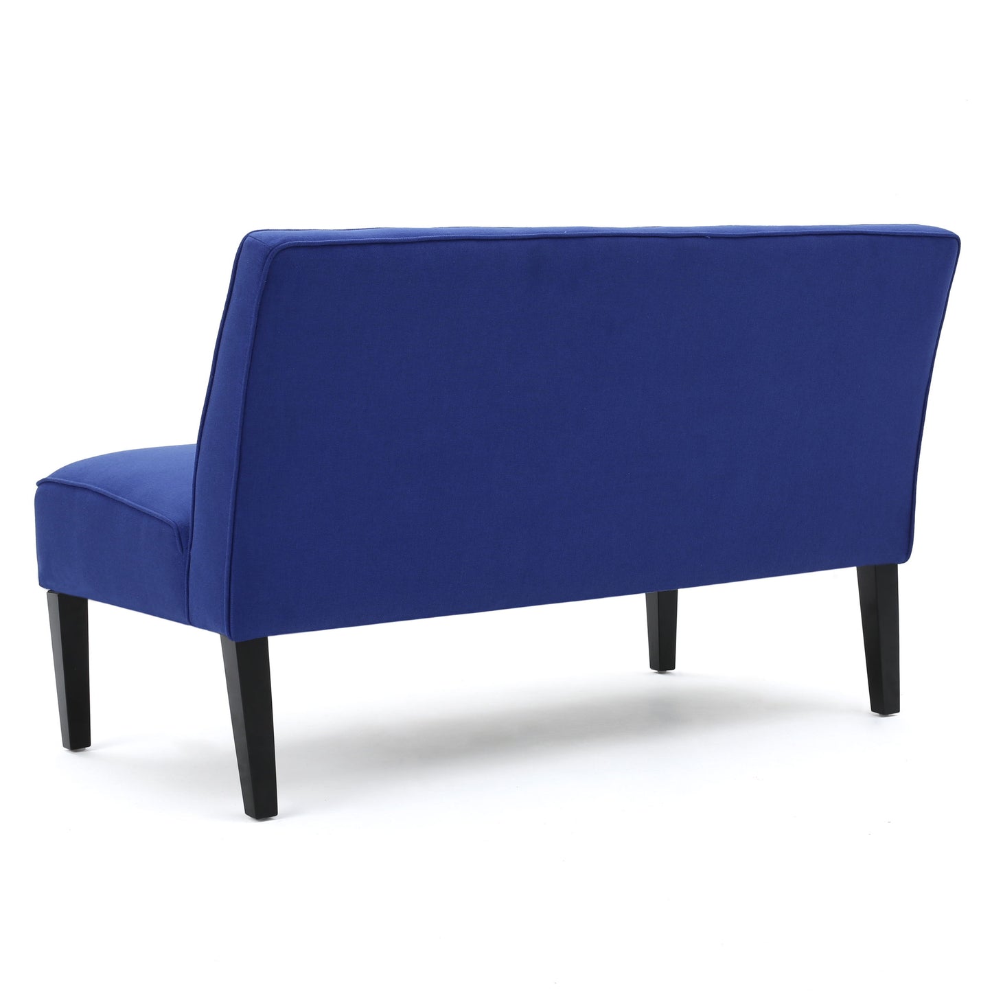 Contemporary Loveseat With Upholstered Fabric And Birch Wood Legs - Navy Blue