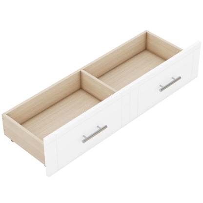 Queen Size Murphy Bed With Shelves, Drawers And USB Ports - White