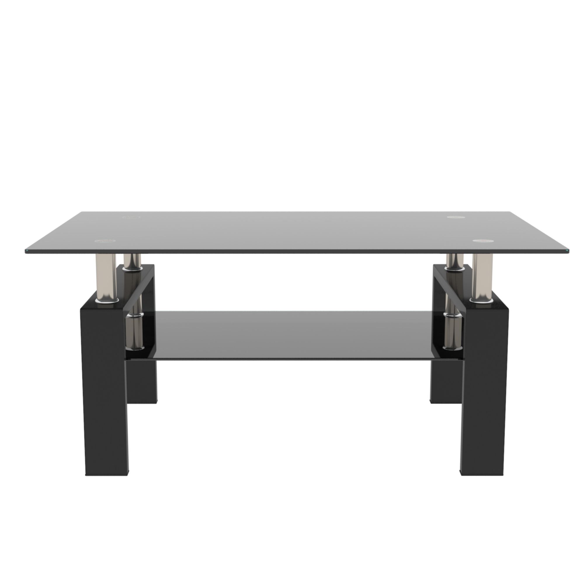 Rectangle Coffee Table, Modern Side Center Tables For Furniture - Black / Clear
