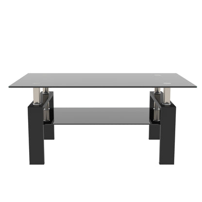 Rectangle Coffee Table, Modern Side Center Tables For Furniture - Black / Clear