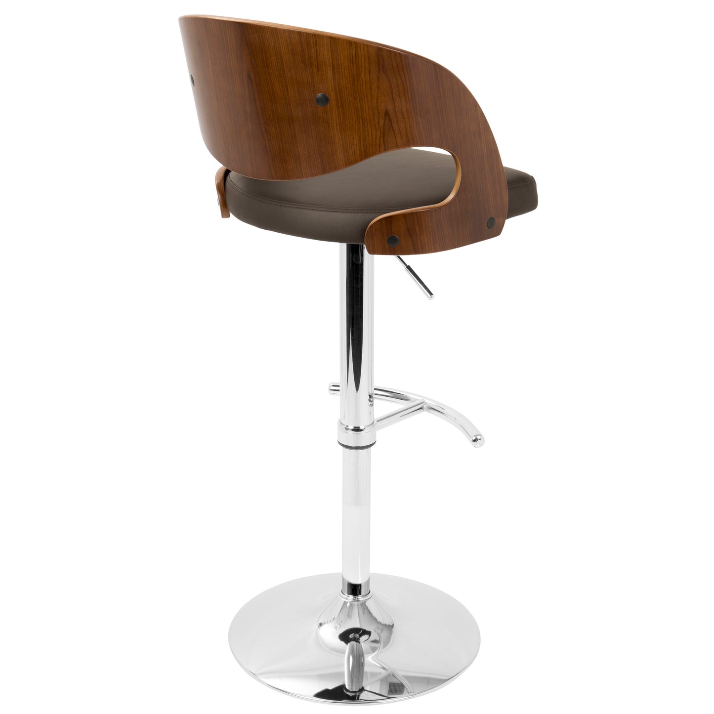 Pino - Mid-Century Modern Adjustable Barstool With Swivel - Walnut / Brown