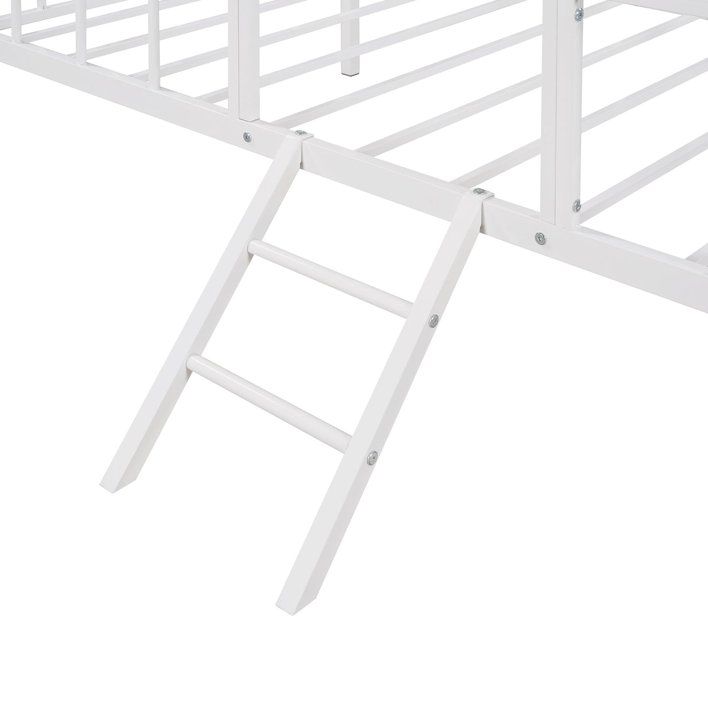 House Bed Frame Twin Size With Slatted Support No Box Spring Needed - White