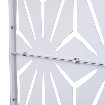 Outdoor & Indoor Metal Privacy Screen, Freestanding Decorative Panels For Deck, Balcony, Patio, Lawn, And Garden - White