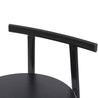Modern Kitchen Bar Stools (Set of 3) With Footrest - Black