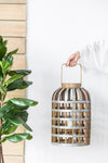 Decorative Lantern With Handle, Wooden Lantern For Indoor Outdoor, Home Garden- Silver