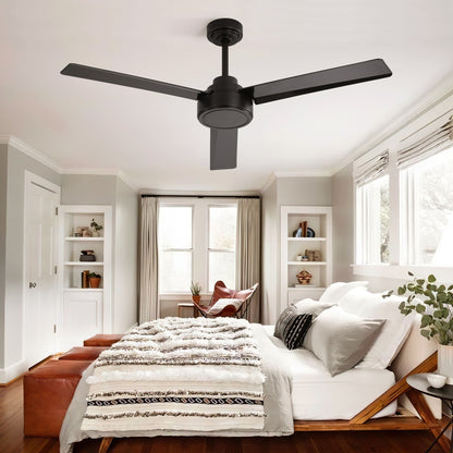 52" Outdoor Ceiling Fan Without Light, 3 Abs Blades Farmhouse Ceiling Fan With Remote Control 6-Speed Reversible Dc Motor For Living Room, Bedroom, Kitchen - Black