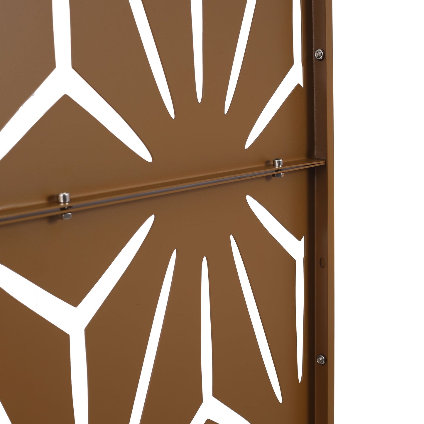 Freestanding Decorative Metal Privacy Screen For Deck Balcony Patio - Brown, Steel, 76" H X 48" W