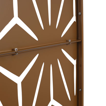Freestanding Decorative Metal Privacy Screen For Deck Balcony Patio - Brown, Steel, 76" H X 48" W