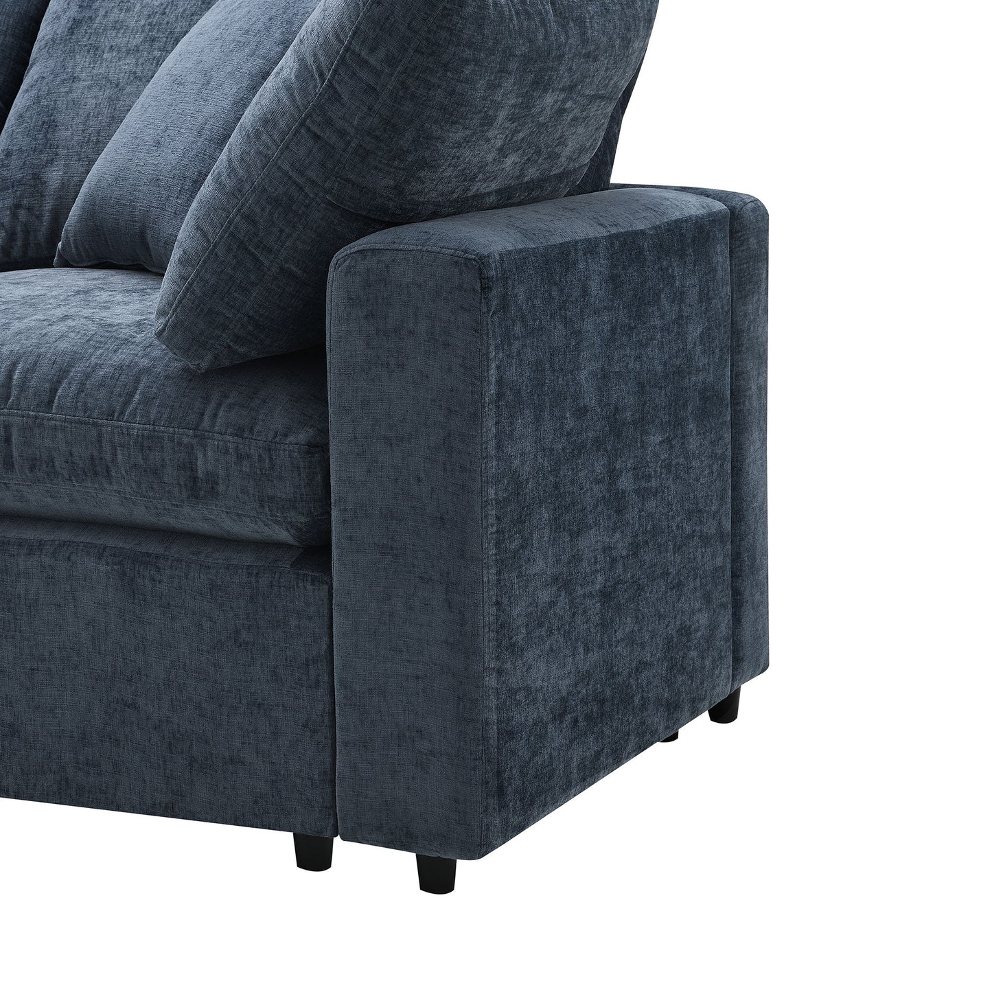 Modern Modular Cloud Sofa Bed, 6 Seat Chenille Sectional Couch Set With Ottoman, Free Combination, Convertible U Shaped Sleeper Sofa - Dark Blue