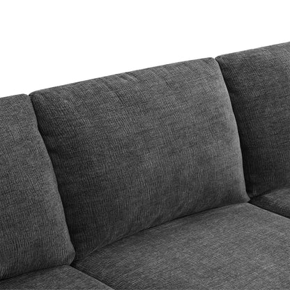 Modular U Shaped Sectional With Ottomans, Luxury Cloud Floor Couch With Deep Seat Fully Compressed Upholstered Sofa - Dark Gray