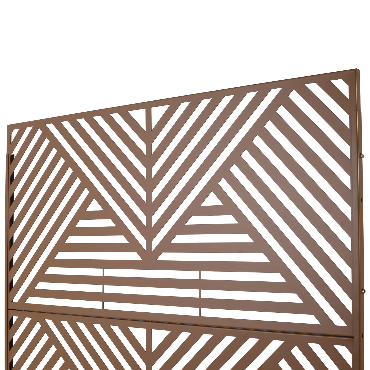Freestanding Decorative Privacy Screen For Deck Balcony Patio, Metal Privacy Screen - Brown