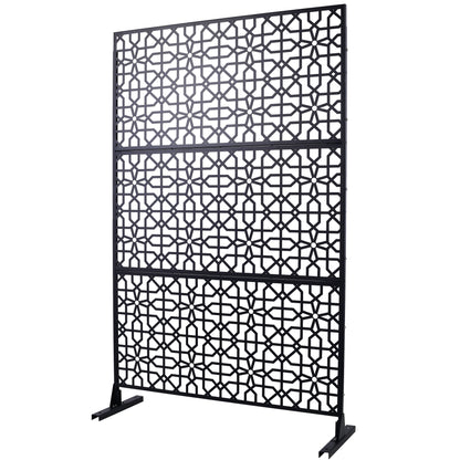Outdoor & Indoor Privacy Screen Metal Privacy Screen Freestanding Decorative Privacy Screen Steel - Black