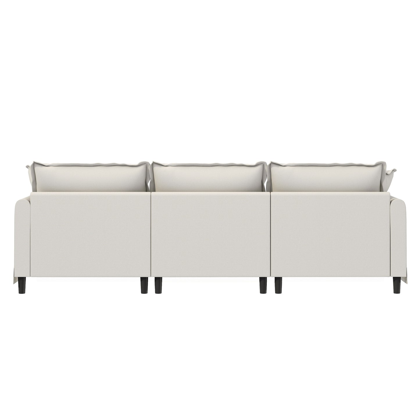 3 Seat Sofa Module For Modular Sectional Wide Seat Cloud Couch With Throw Pillows Upholstered - Beige