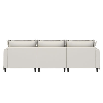 3 Seat Sofa Module For Modular Sectional Wide Seat Cloud Couch With Throw Pillows Upholstered - Beige