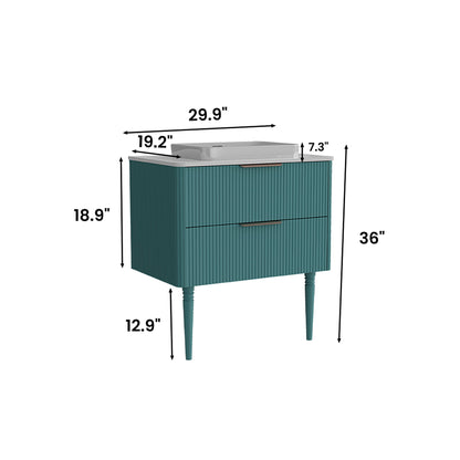 Elena - Modern Bathroom Vanity With Sink Luxury Bathroom Vanity With Ample Storage, 2 Soft Close Drawers, 2 In 1 Floating Or Freestanding Design - Blue