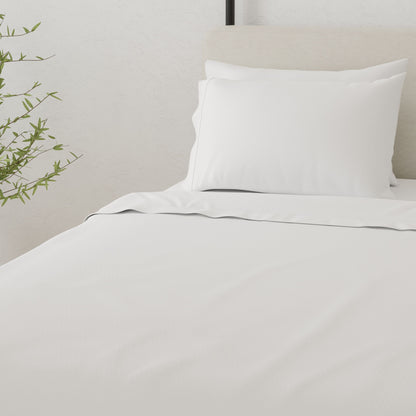 5 Piece Split Queen Brushed Microfiber Hypoallergenic Sheet Set - White