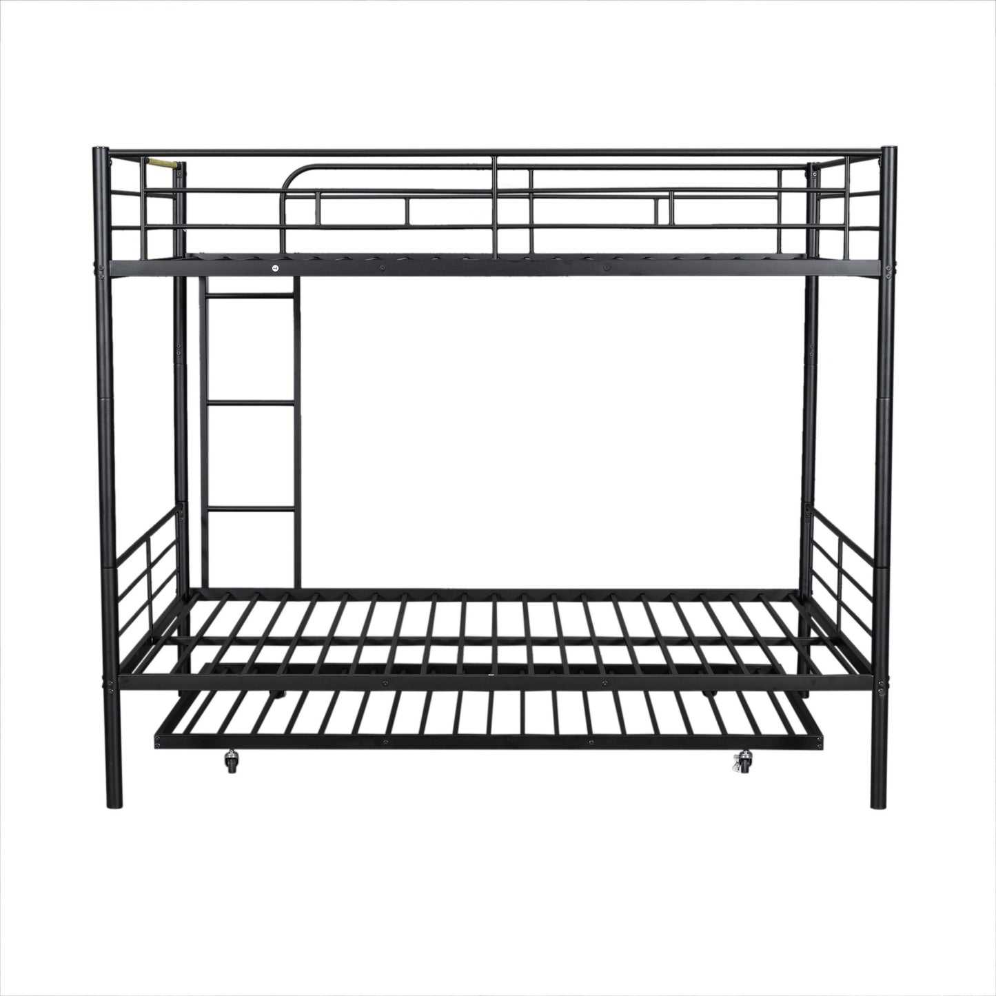 Full Over Full Metal Bunk Bed With Trundle - Black