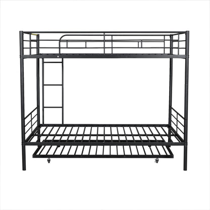 Full Over Full Metal Bunk Bed With Trundle - Black