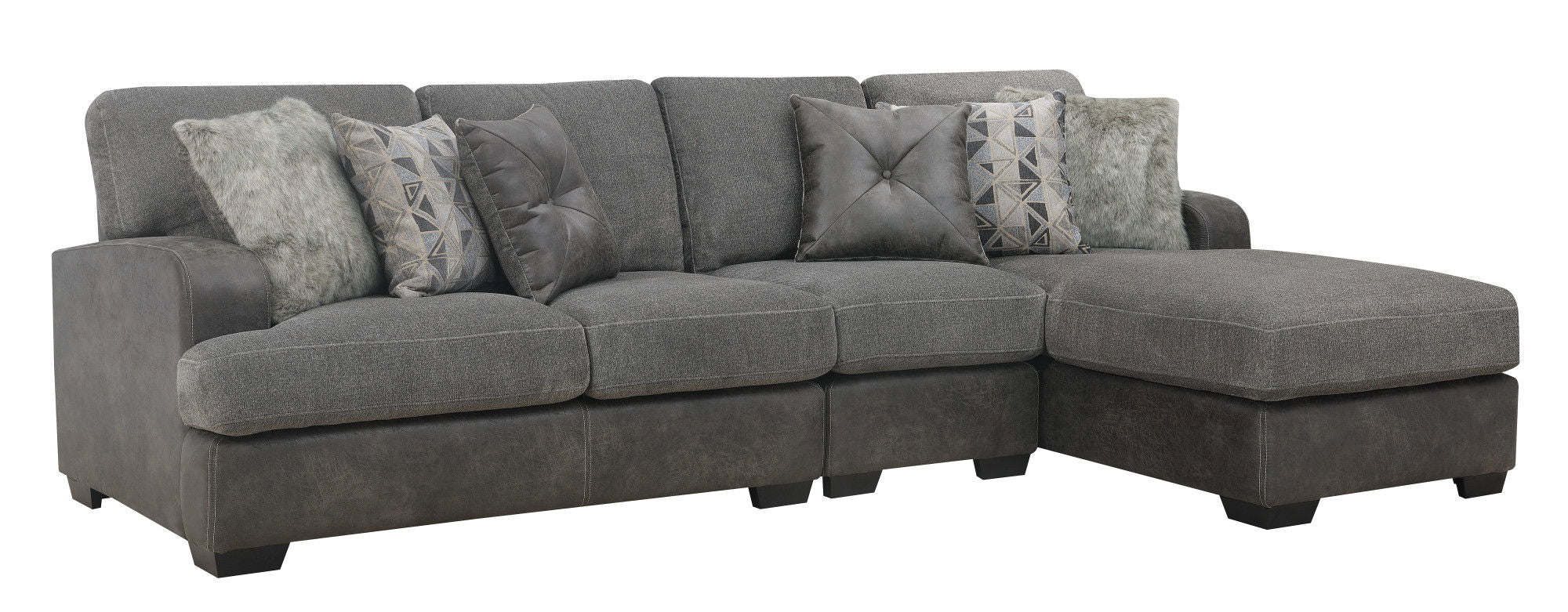 Grennburg - Modular 3 Piece Chaise Sectional - Gray