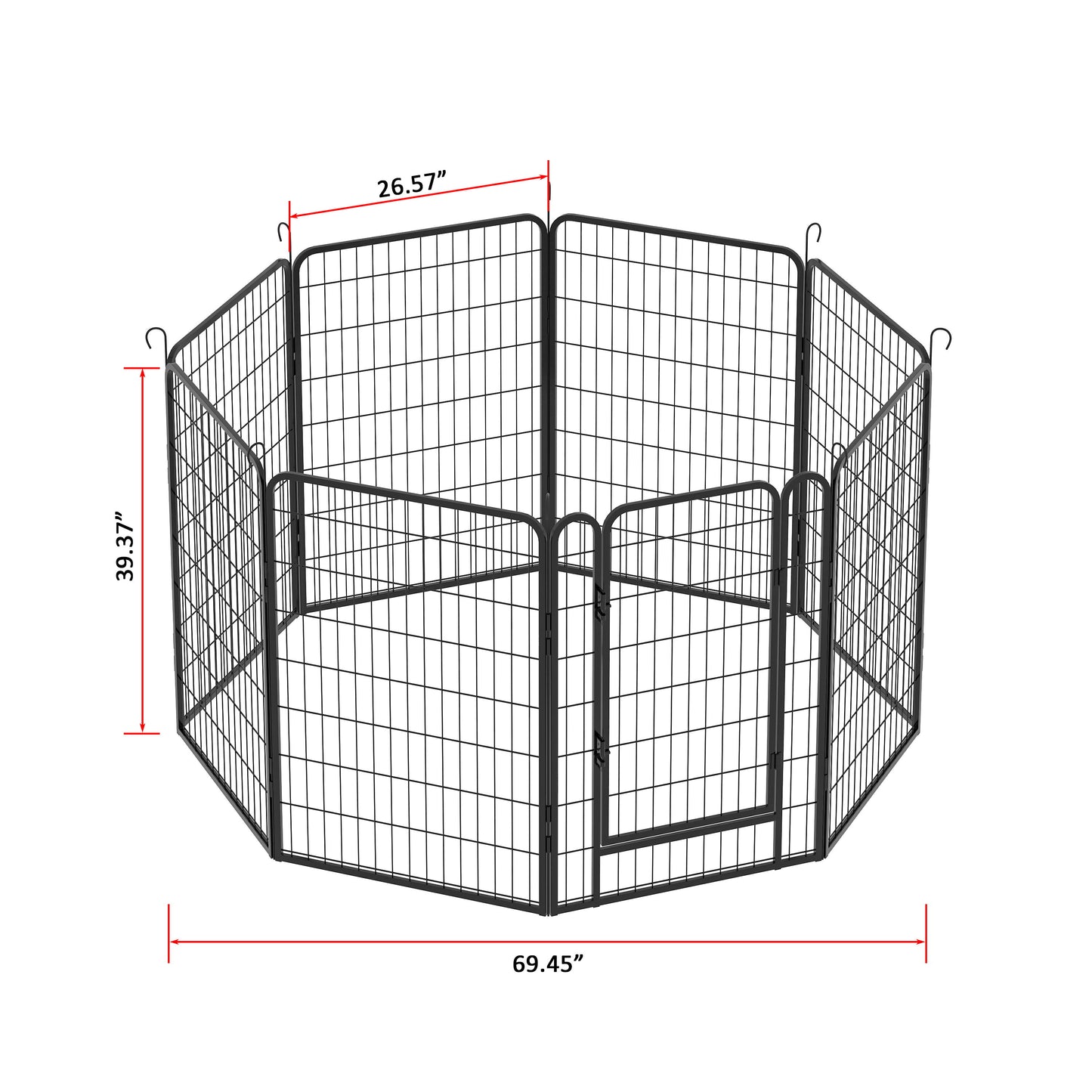 8 Panels Heavy Duty Metal Playpen With Door, Dog Fence Pet Exercise Pen For Outdoor, Indoor - Black