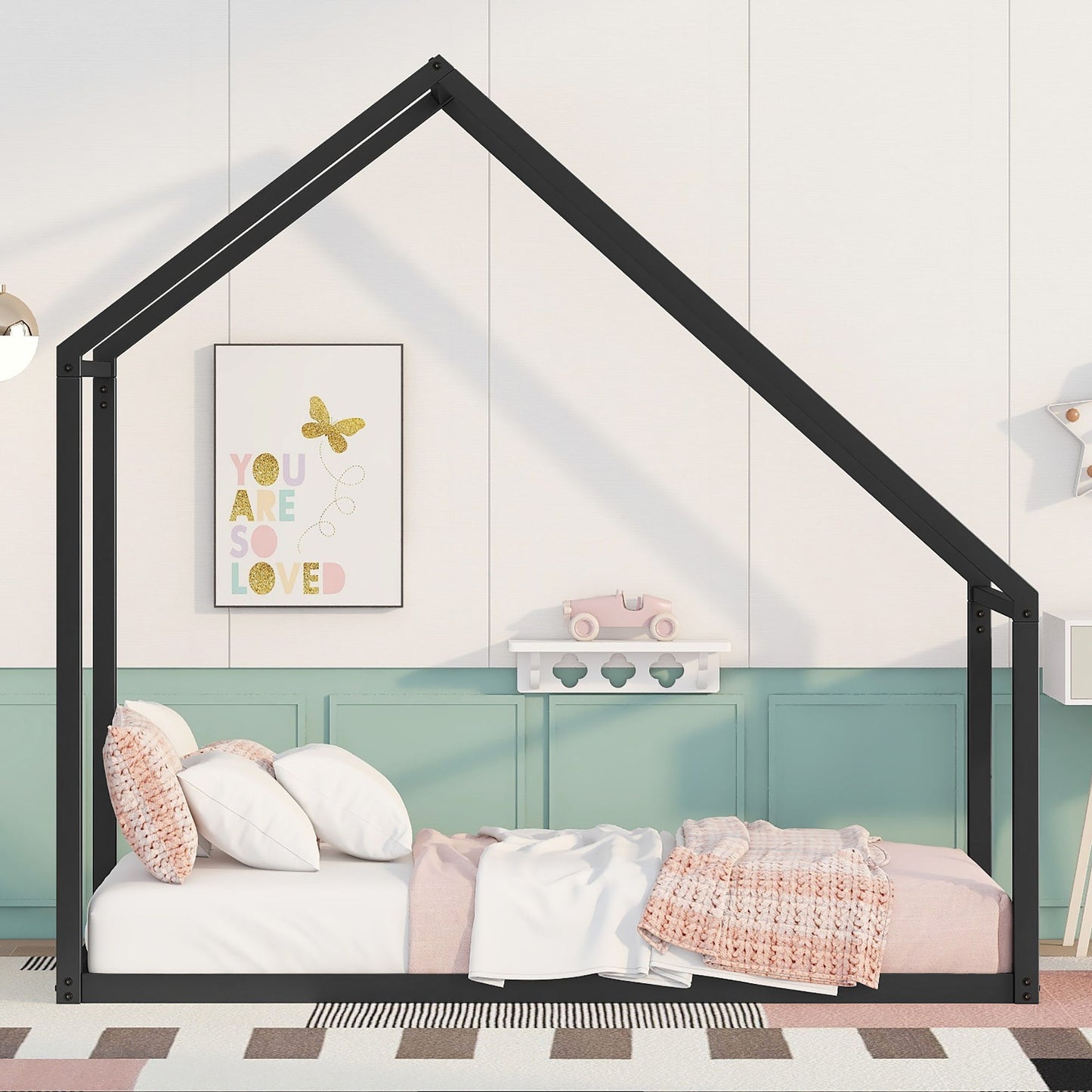 Twin Size Classic House Bed - Black