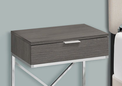 Accent Side Table, Storage Drawer, Modern - Gray