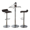 Ale - 3 Piece Bar Set Bistro Square Contemporary Adjustable Oval Footrest - Silver / Chrome / Brown
