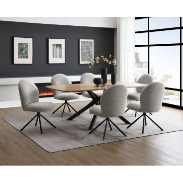 Lawton - 7 Pieces Dining Room Set - Natural / Black / Gray