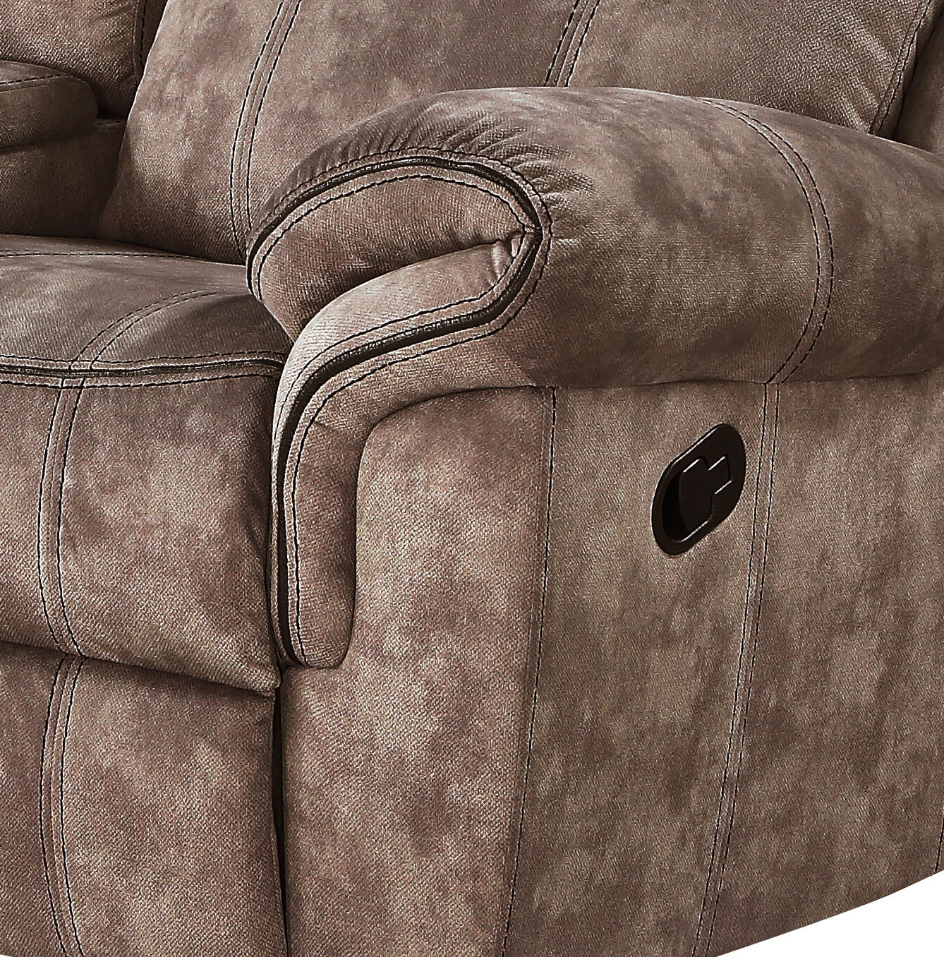 Zubaida - Two Tone Velvet Recliner Loveseat With USB Port Console - Chocolate