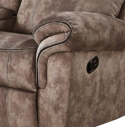 Zubaida - Two Tone Velvet Recliner Loveseat With USB Port Console - Chocolate
