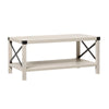 Farmhouse Metal X Coffee Table With Lower Shelf - Stone Gray