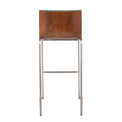 Mason Mara - Contemporary Fixed Height Barstool (Set of 2) - Walnut / Green