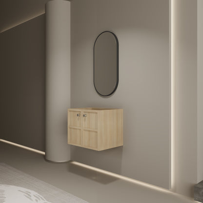 Modern Wall Mounted 24" Bathroom Vanity With 2 Soft Closing Doors, Excluding Sink - Oak