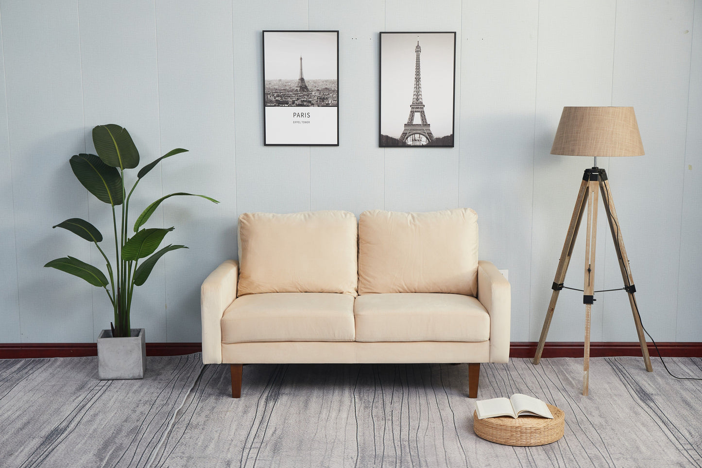 Stationary Loveseat - Beige