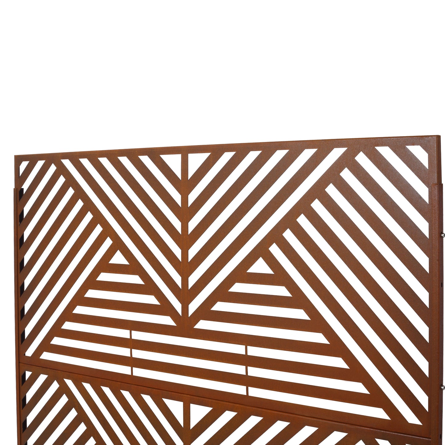 Rusty Outdoor & Indoor Freestanding Metal Privacy Screen, Decorative Privacy Fence Panels For Deck, Balcony, Patio - Rust Red