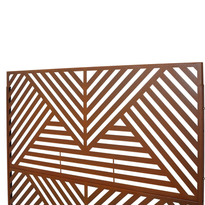Rusty Outdoor & Indoor Freestanding Metal Privacy Screen, Decorative Privacy Fence Panels For Deck, Balcony, Patio - Rust Red