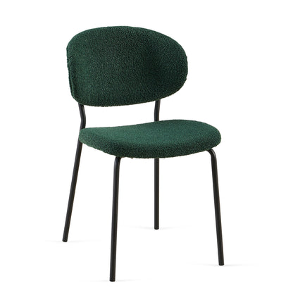 Boucle Dining Chairs, Dining Chairs With Metal Legs For Dining Room, Kitchen, Living Room (Set of 2) - Dark Green
