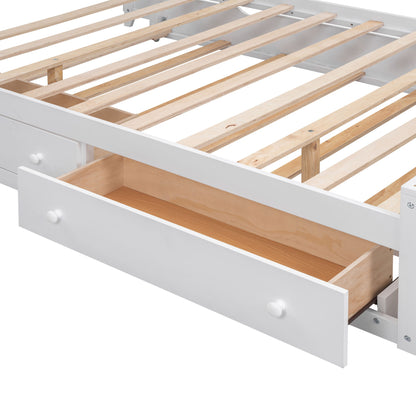 Full Size Bed With All In One Cabinet, Shelf And Sockets, Twin Size Trundle - White