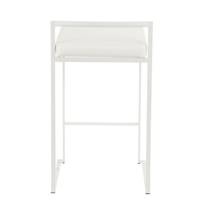 Fuji - Contemporary Stackable Counter Stool (Set of 3) - White