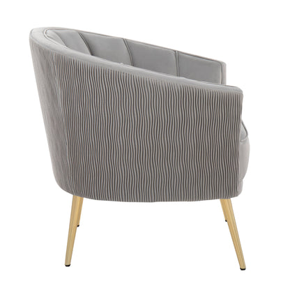 Tania - Pleated Waves Contemporary / Glam Chair - Gold / Silver