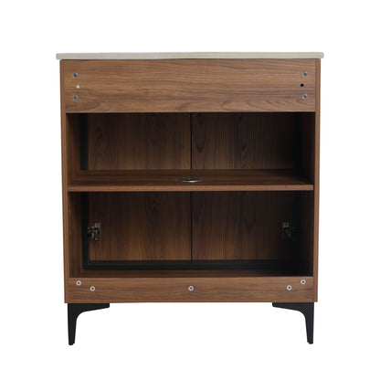 Bathroom Vanity Freestanding Cabinet With Sink - Brown