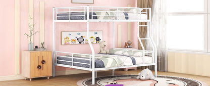 Full Long Over Queen Metal Bunk Bed - White