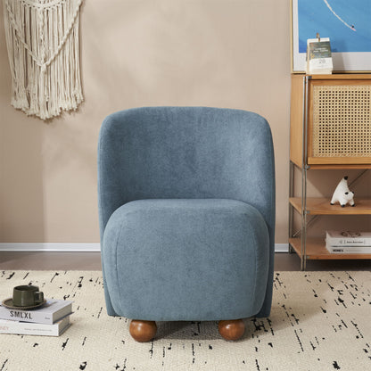 Modern Low Back Accent Chair, Upholstered Armless Living Room Chairs, Round Pine Wood Feet, For Small Living Spaces, Living Room - Blue