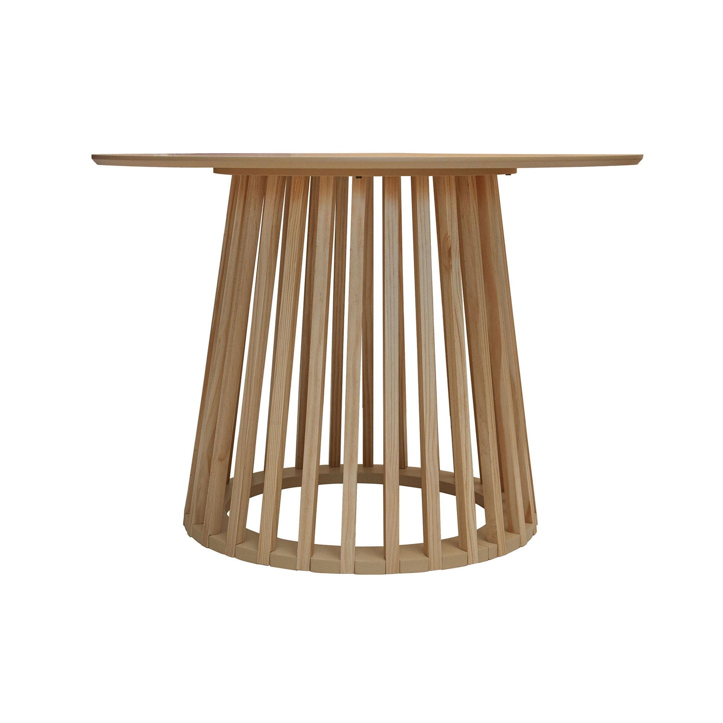 Modern Round Coffee Table With Grille Molding For Living Room, Bedroom, Or Balcony - Oak