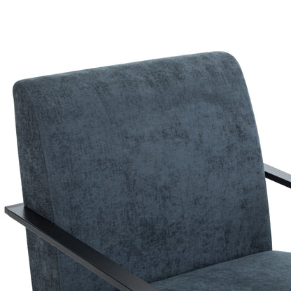 Modern Lounge Chair With Polyester Upholstery And Sturdy Metal Frame - Blue Gray